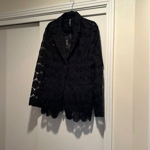 Lace blazer by Berek.  Single breasted with lapel. Straight fit. Traditional cut